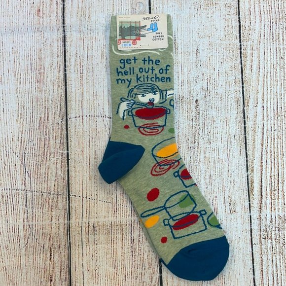 New Blue Q Get the Hell Out of My Kitchen Socks - Picture 1 of 4